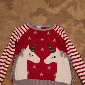 Unicorn Red and White Kids Sweater